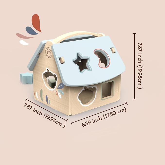 Speedy Monkey House Shape Sorter with 8 Blocks, Fun Colors, Shapes, Monkey Character, Wooden Toy, Non-Toxic Paint, Enhances Learning, Ideal for Kids