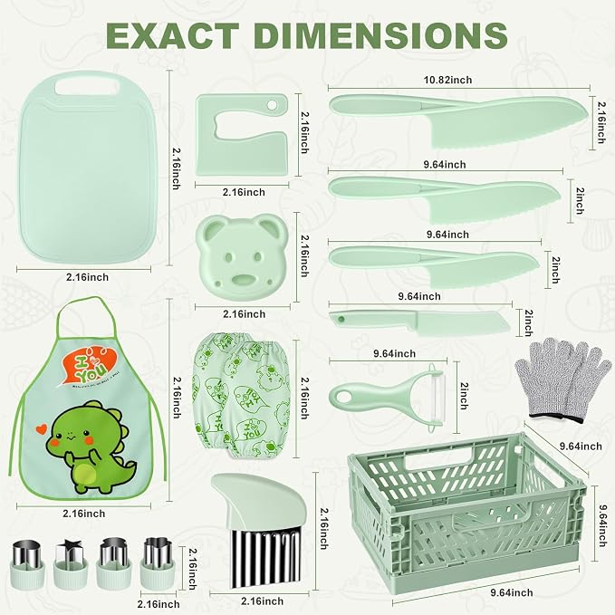 17 PCS Montessori Kitchen Toys for Toddlers, Safe Kids Knife Set for Real Cooking, Toddler Kitchen Utensils with Apron, Sleeves & Storage Basket, Educational Gift for Boys Girls Ages 2+