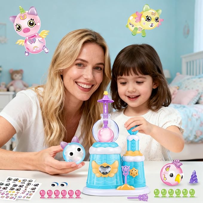 BTEC 195PCS Princess Blue DIY Balloon Animals Craft Kit with Pump, DIY Sticky Balloon Maker Toy with Bouncy Balloons & 3D Stickers & Accessories, Christmas Birthday Gifts for Kids Boys Girls Ages 3+