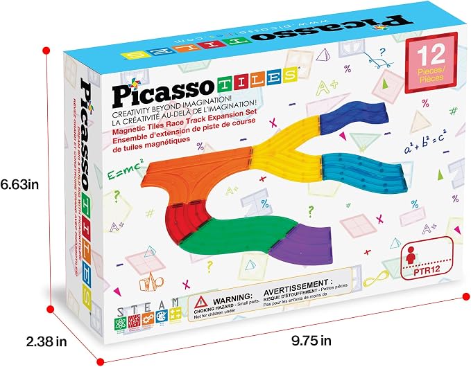 12pcs Race Track Add-On Magnetic Railway 5Styles Building Block Set Magnet Tiles Construction Toy STEM Learning Early Education Toys Blocks Child Brain Development for Kids Age 3+ PTR12