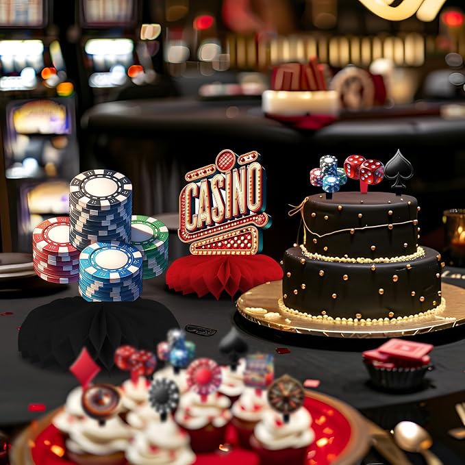 12 Pack Casino Table Decorations - Casino Party Decorations for Adults' Birthday and Themed Events - Casino Table Toppers
