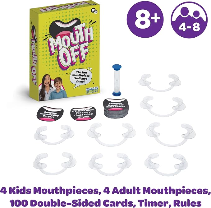 Mouth Off Card Game - Family Games for Kids and Adults, Guess the Phrase Before the Timer Runs Out, Family Game Night, 4-8 Players, Ages 8+