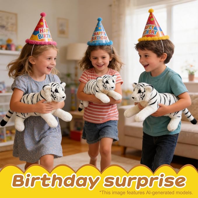 White Tiger Stuffed Animal 19" Giant Stuffed Tiger Plush Jungle Stuffed Animal Soft Plush Tiger Stuffy Simulation Cute Plushie Toys Realistic Deocr Birthday Graduation Gifts for Kids Boys