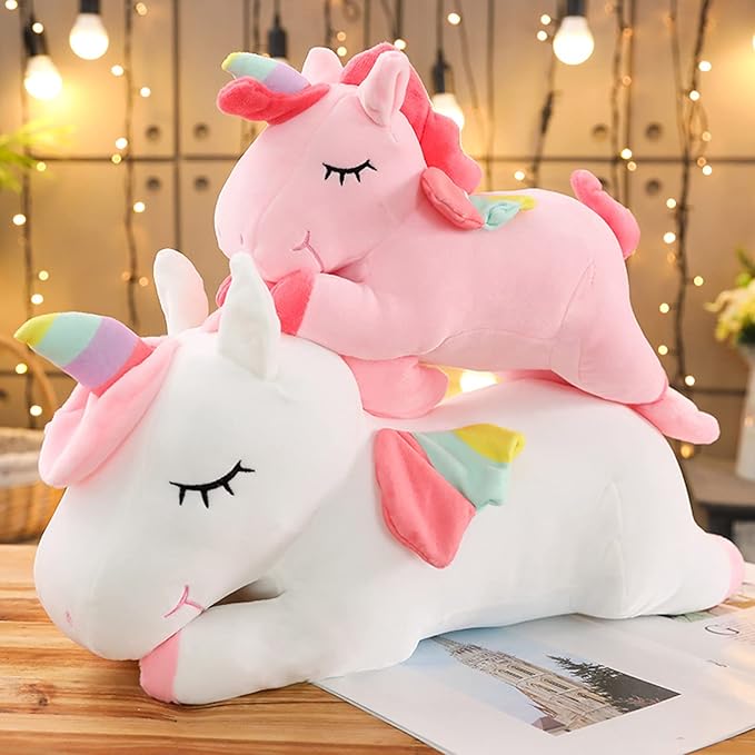 Unicorn Stuffed Animals, Soft Unicorn Plush Hugging Pillow Toy Gifts for Kids (Pink, 12 in)