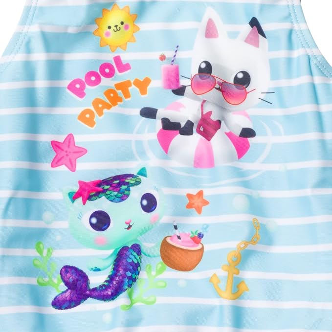 DREAMWORKS GABBY'S DOLLHOUSE Pandy Paws Mercat Girls One Piece Bathing Suit Toddler to Little Kid