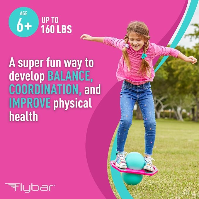 Flybar LED Pogo Trick Ball for Kids Balance Bounce Board w/Anti-Slip Deck
