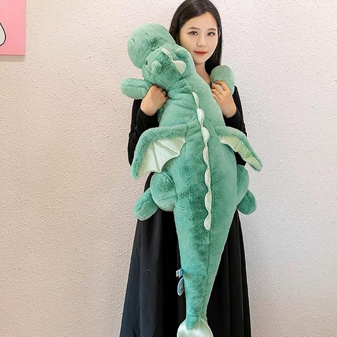 Giant Dragon Stuffed Animal 51.2" 8Lbs, Soft Weighted Stufffed Plush Toy, Green Dragon Plushy Pillowfort for Kids and Adults