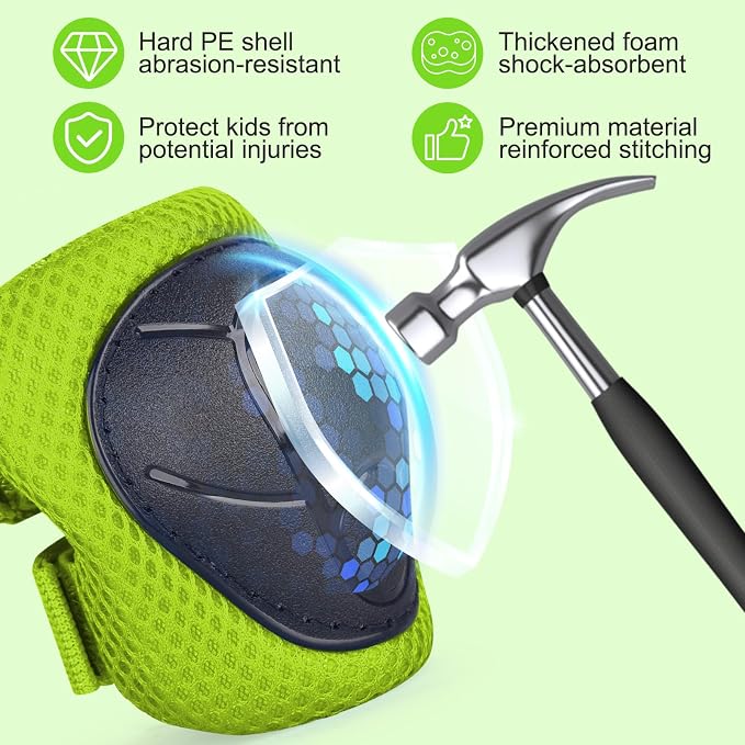 Kids/Youth Knee Pads and Elbow Pads Set with Wrist Guard 3 in 1 Kids Protective Gear Set for 3-14 Years for Skateboarding, Skiing, Cycling, BMX Biking, Running, Scooter