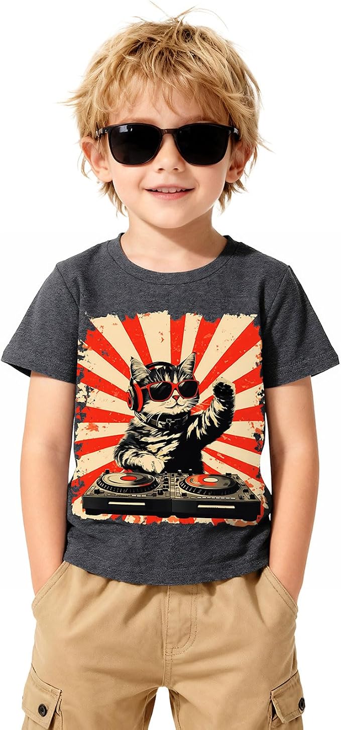 Lovekider Cotton Shirt for 3-6T Boys Truck Dinosaur Toddler Kids T-Shirt Short Sleeve Excavator Construction T-Rex Tee Shirts