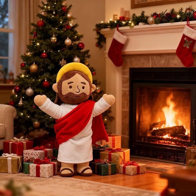 Yelakey 13" Jesus Plush Brown Jesus Stuffed Doll Christian Plushie Doll for Easter Christmas Church Religious Gifts for Kids Adults (brownred)