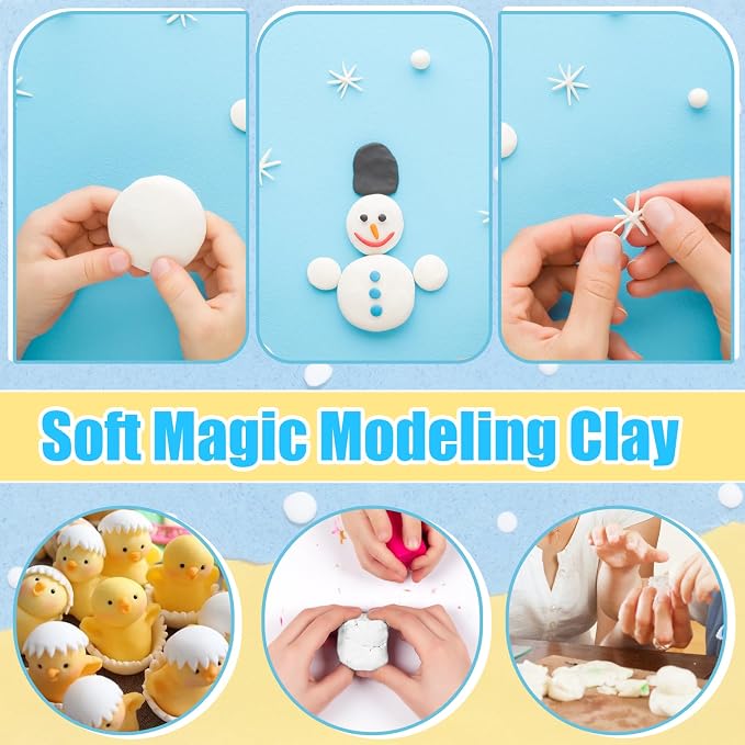 50 Pack White Air Dry Foam Clay,Soft Magic Modeling Clay,Super Light Air Dry Clay for Kids,Arts Craft,Gifts