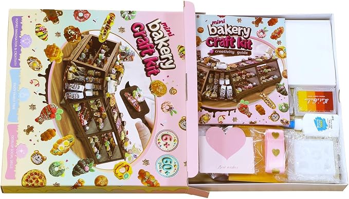 iLAND Crafts for Girls 8-12 Air Dry Clay Bakery Shop DIY Kit, CPC-Safe Toys for Kids, Creative 8-10 Year Old Girl Birthday Gifts, Ideal Tween Gifts of Creation, Fine Motor Skills & Social Role-Play