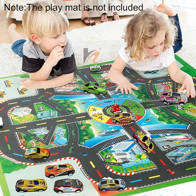 18Pcs Metal Pull Back Racing Car Toy Die Cast Race Cars Vehicles Friction Powered Toddler Boy Toys 2.7 Inch