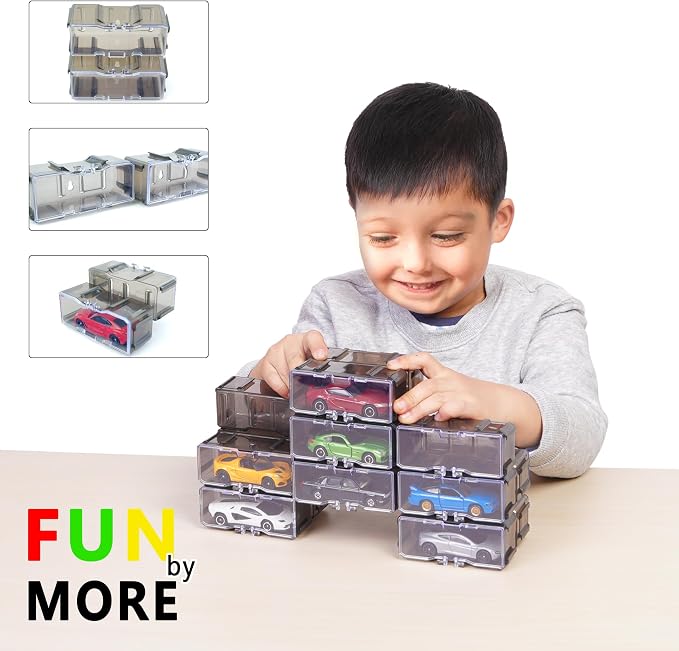 Toys Organizer Storage Case for Hot Wheels Car, for Matchbox Cars, for Mini Cars,1/64 Scale Hot Toy Wheels Display Case Holds 10/40 Cars,Interlocking Hot Car Wheels Storage (White 40 PCS)