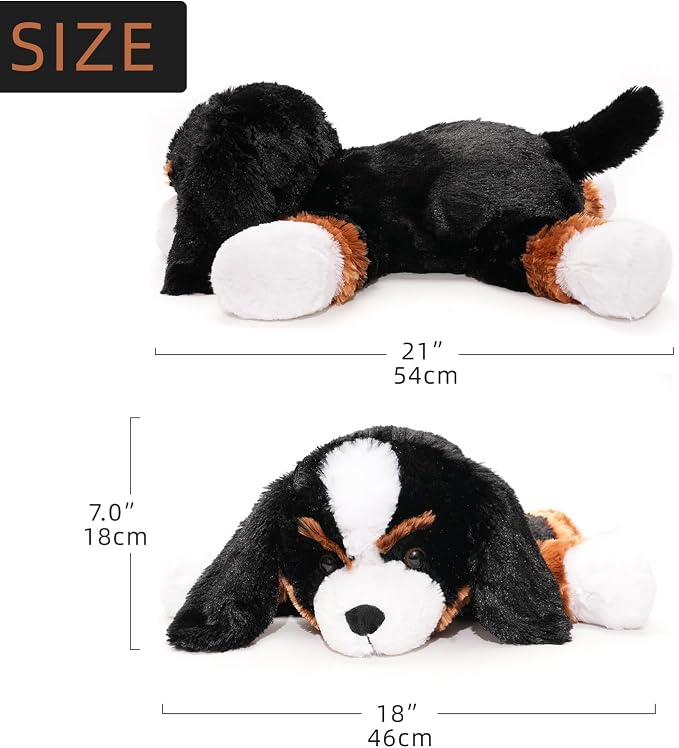 WEIGEDU Large Dog Stuffed Animal Plush Toy Soft Lying Bernese Mountain Puppy Hugging Pillow Gift for Kids Boys Girls Birthday Room Decor 20 Inch