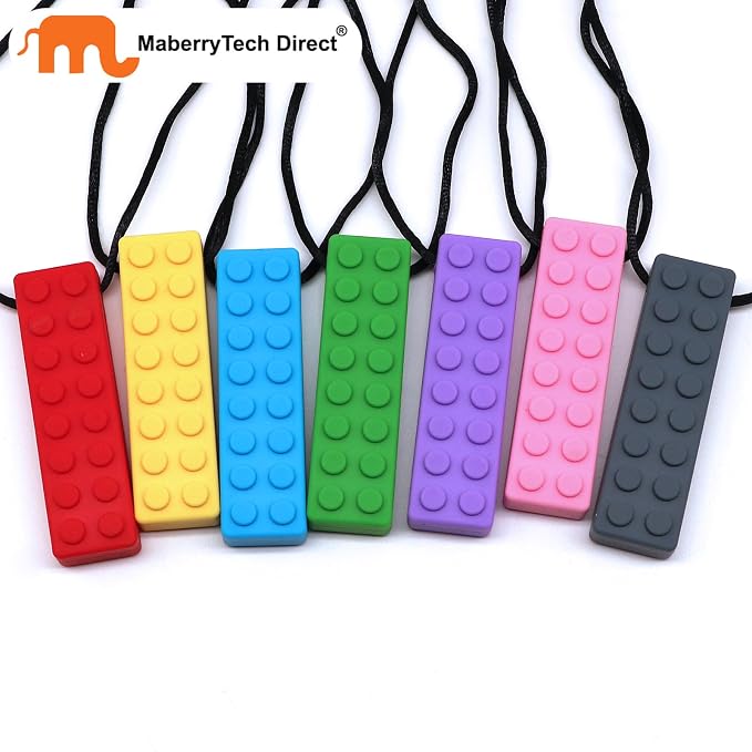Chewy Necklaces for Sensory Kids Boys Girls, Silicone Chew Necklace Sensory Toys for Autistic, ADHD, Anxiety, SPD, 7 Pack Chewy Fidget Toys Autism Sensory Products for Children Adults Chewing
