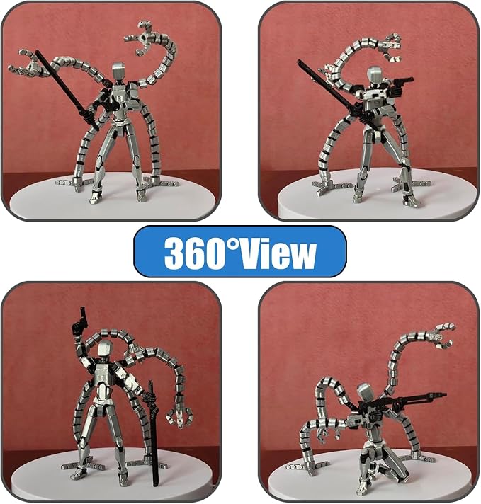 (Assembly Completed) Titan13 Action Figure Set,7.2 Inch Dummy 13 3d Printed ActionFigure Toy Gifts for Kids, Robot 13 Action Figure Full Body Mechanical Doll Christmas Birthday Gift for Kids(Gray)