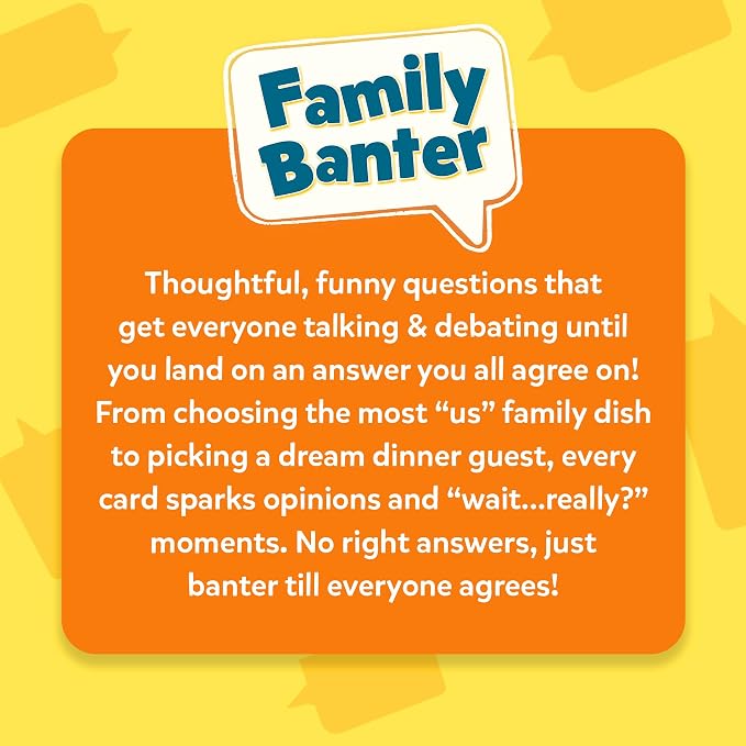 Gouda Games Family Banter Card Game, Fun and Hilarious for Family Game Night, Interactive Conversation with 148 Question Cards, Travel Game for Kids Teens and Adults, Gift Ages 8, 9, 10 and Up