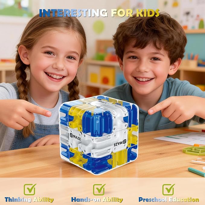 3D Labyrinth Puzzle Maze Cube - 3D Cube Puzzle for Kids 5-8 8-12, Improve Spatial Recognition and Cultivate Logical Thinking, Portable Brain Teaser for Kids & Adults (Ages 5+)ā Boys & Girls Gifts