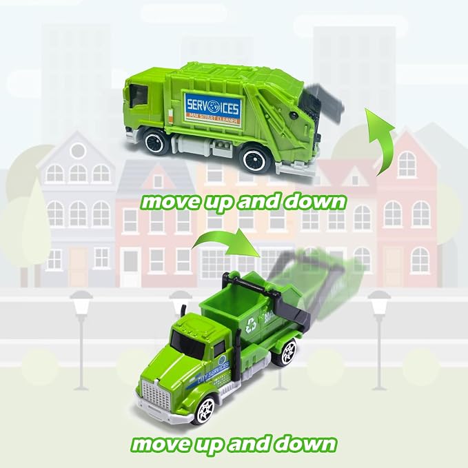 Oriate Sanitation Educational Mini Die-cast Car Model Set 1:64, Sewage Suction Cleaning Car, Garbage Trucks & Other Indoor & Outdoor Toy Car, Christmas, Birthday Easter Gifts for Boys and Girls 3+