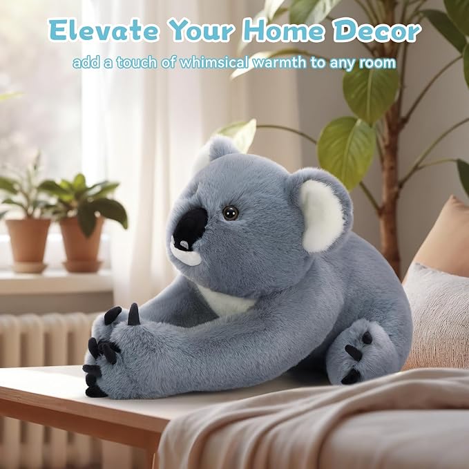 MaoGoLan Koala Stuffed Animal 25.6" Giant Stuffed Koala Plush - Soft Cuddly Huggable Design with Snap Button on Paws, Gift for Kids Childern Adults, Gray