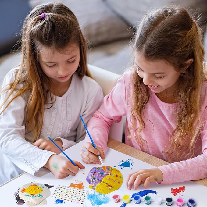 Eleanore's Diary Kids Sea Shell Painting Kit, Glow in The Darkness Painting Crafts for Boys Girls, Creative Art Activities Toys Gifts for Age 3 4 5 6 7 8 9 10 11 12 Year Old Birthday Holiday Party