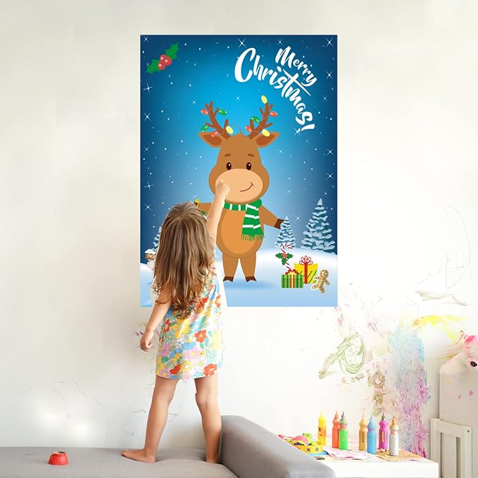 Funnlot Christmas Party Games for Kids Pin The Nose On The Deer Kids Christmas Games for Party Christmas Activities for Families Pin The Nose On The for Adults Christmas Games