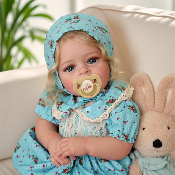 JIZHI Lifelike Reborn Baby Dolls - 18 Inch Realistic-Newborn Baby Dolls Vinyl Full Body Blond Girl Handmade Real Life Baby Dolls with Clothes for Kids Age 3+