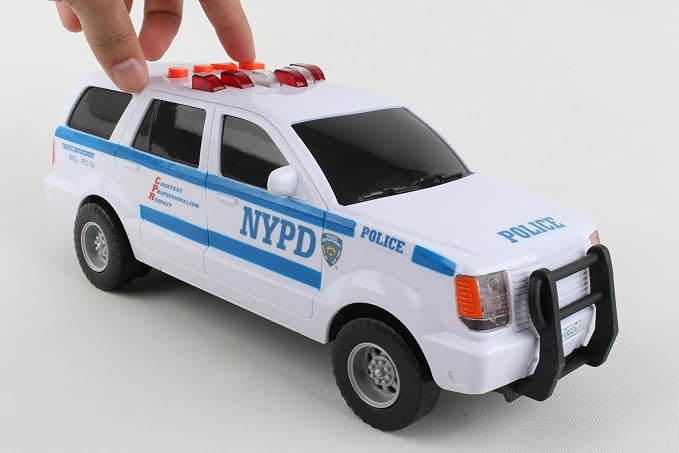 Daron NYPD Motorized Police SUV Toy – Official Licensed Patrol Truck with Lights & Sounds, Battery Powered Police Vehicle with Siren & Working Ladder for Kids Ages 3+
