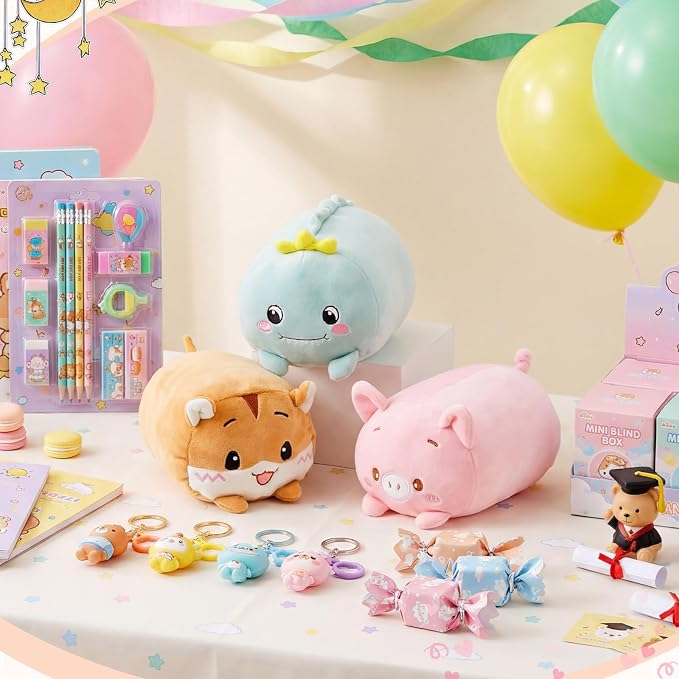 Leitee 3 Pcs Stuffed Animals Plushies Bulk 8 Inch Cute Plush Toys Plush Pillow for Boys Girls Birthday Gift Box Toys for Kids Back to School Classroom Prize Christmas Party Favors Bulk (Cute Animal 3)