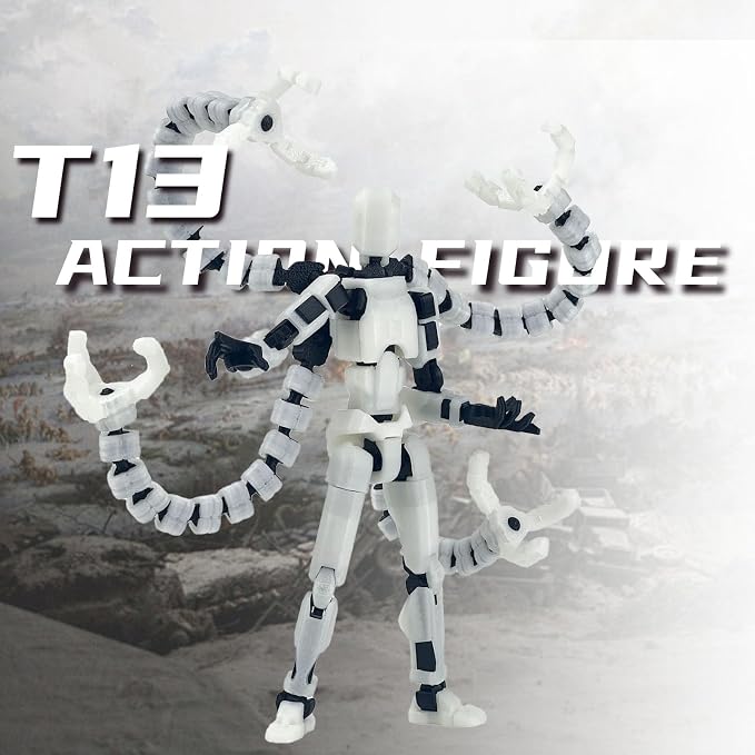 T13 Already Assembled Action Figure Accessories,T13 Multi-Jointed Movable,for Collectors Desktop Decorations t-13 Movability 3D Printed Toys (Luminous, 5.5inch)