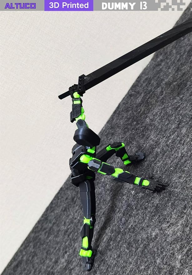 altuco Titan 13 Action Figure Set for Kids,T13 Action Figure with Multiple Accessories,3D Printed Dummy Robot 13 Desktop Decorative Toy for Boys (Black-Green)