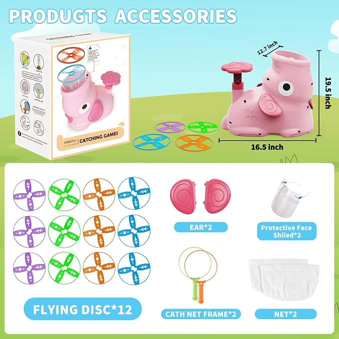 CPSYUB Outdoor Stomp Flying Disc Launcher Toys for Kids Ages 3 4 5 6 7 8 9 10, Elephant Butterfly Catching Game, Outside Yard Activities Chasing Toy, Outdoor Birthday for 3-8 Year Old Boys Girls
