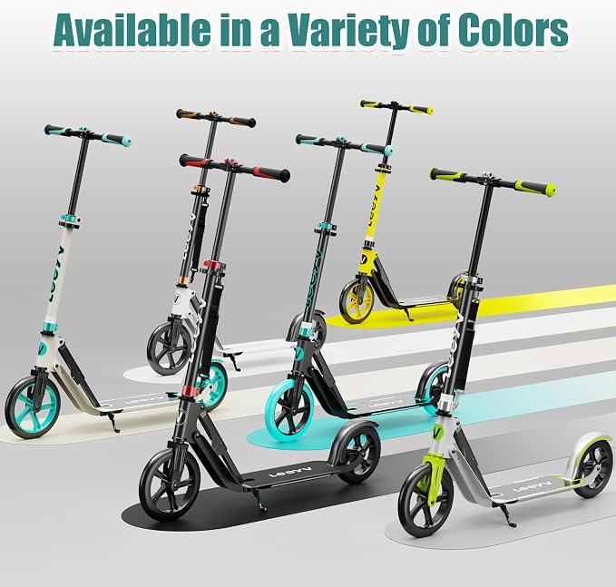 Adult Scooter with Big Wheels | Adjustable Height, Foldable Aluminum Frame | Smooth Ride for Urban Commuting and Outdoor Fun | Suitable for Teens 8-12 | 220 lbs Weight Limit