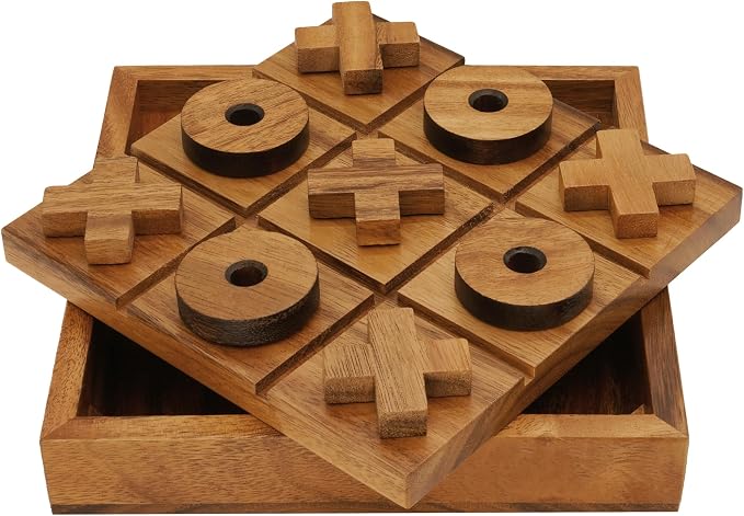 BSIRI Extra Large Tic Tac Toe Board Games - Ideal for Games, Family Games and Game Night for Adults, Farmhouse Decor for Coffee Table Decor, Unique Gifts for All Occasions (8.6 Inch)