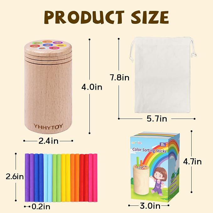 YHHYTOY Montessori Toys for 1+ Year Old, Toddler 18 Month Old Toy Color Sorting Preschool Learning Activities, Fine Motor Skills Sensory Toys for Toddlers 1-3, 1 2 3 Year Old Girl Boy Baby Gifts