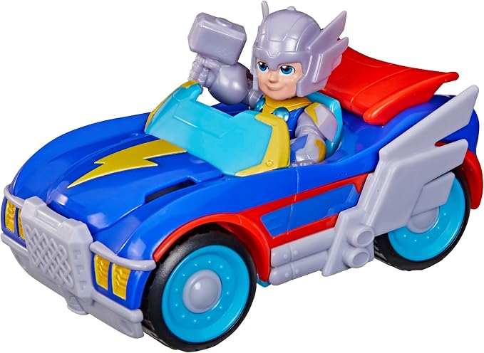 Marvel Iron Man and His Awesome Friends Thor Thunder Roadracer Action Figure & Toy Vehicle, 3-Inch (7.6 CM) Super Hero Toys, 3+