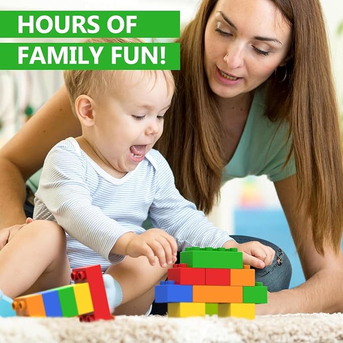 70 Pcs Jumbo Building Blocks for Toddlers (35 Square & 35 Rectangle Bricks) | Compatible Big Construction Bricks in 5 Colors | Kids Ages 3+ STEM Toy