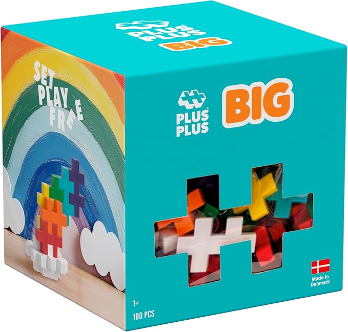 PLUS PLUS Big - 100 Piece Rainbow Color Mix - Interlocking Large Puzzle Building Blocks, Quiet Stem Toys for Toddlers - Gifts for Boys & Girls