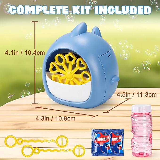 Aooess Shark Bubble Machine for Kids Age 4-8: Automatic Bubble Blower Machine Toy Cute Animal Bubble Maker Toy for Toddlers Boys Girls Age 3+, Summer Outdoor Party Birthday Gift, Blue
