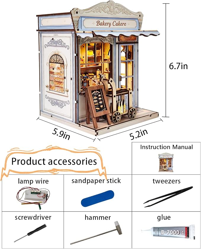 Book Nook Kits for Adults - DIY Miniature Bakery & Patisserie Dollhouse |Cozy 3D Wooden Puzzle, a Thoughtful Gift for Easter,St. Patrick’s Day, Holidays, Family, Friends, Girlfriend&Classmates