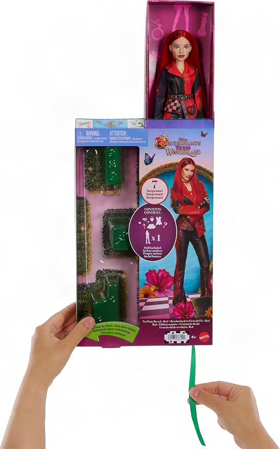 Mattel Disney Descendants: Wicked Wonderland Tea Party Reveal with 7 Surprises, a Red Fashion Doll in Movie Inspired Clothes & Accessories