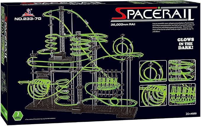 867pcs Level 3–8 Marble Roller Coaster Kit, 820+ PCS Glow-in-The-Dark Marble Run with Steel Balls – Luminous Rail Maze Building Toys, STEM Construction Set for Ages 14+ & Adults