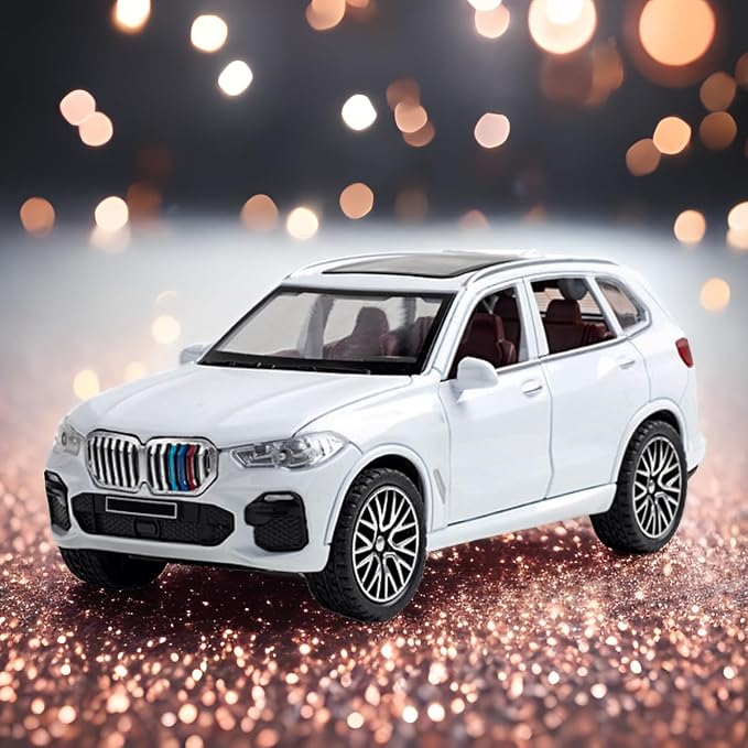 Toy Cars 1/32 Metal Model Car Toys with Light and Sound Pull Back Collectible Model for Children Age 3 + Year Old Festival Gift(White)