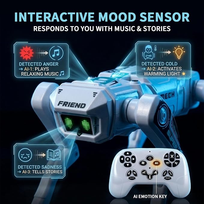 Smart Robot Dog for Kids 3-12, App & Remote Control RC Stunt Puppy, Programmable STEM Toy with AI Emotion Mode & 30+ Actions - Interactive Electronic Pet Gift for Boys Girls