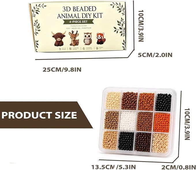 Pwewob 3D Beaded Animal Kit, Tiny Beaded Animal Kits 3D for Adults, Bead Animal Making Kit for Beginners & Craft Enthusiasts, Creative DIY Decoration Gifts for DIY Desk Decor & Creative Gift