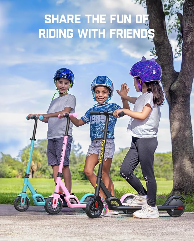 FanttikRide C9 Kids Electric Scooter Ages 8-12, Foldable for Kids 3.9-5.2 ft, 132 lbs, 5 Miles Range, Up to 40 mins Ride Time, 2 Safe Max Speed 6/10 MPH, 3 Adjustable Heights