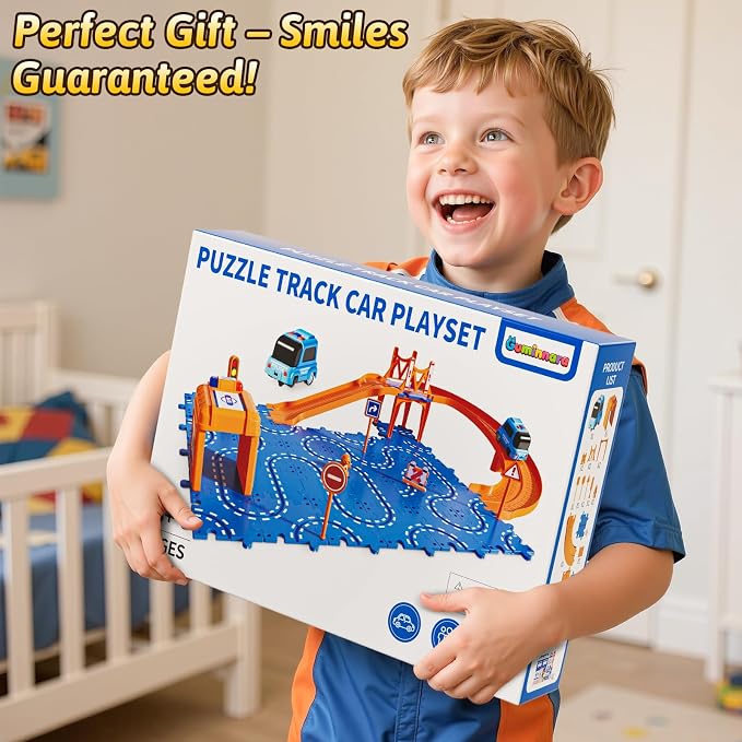 Floor Puzzles Race Track Cars Toys for Boys & Girls Age 3-5 4-7 | Birthday Gifts for 3 4 5 6 7 8 Year Old Kids