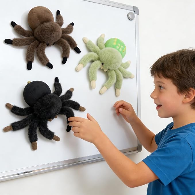 MorisMos Cute Spider Stuffed Animals, 3 Pack Stuffed Spider Plush with Magnetic Foot, Cuddly Adorable Plush Spider Toy Set for Kids Boys Girls, Ghost Spider Decoration Gifts