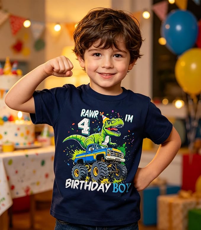 Lovekider 2-5 Years Birthday Boy Shirt Construction Party T-Shirts Excavator Cotton Short Sleeve Tee Dark Grey